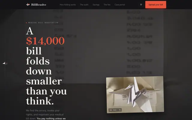 Billresolve product screen