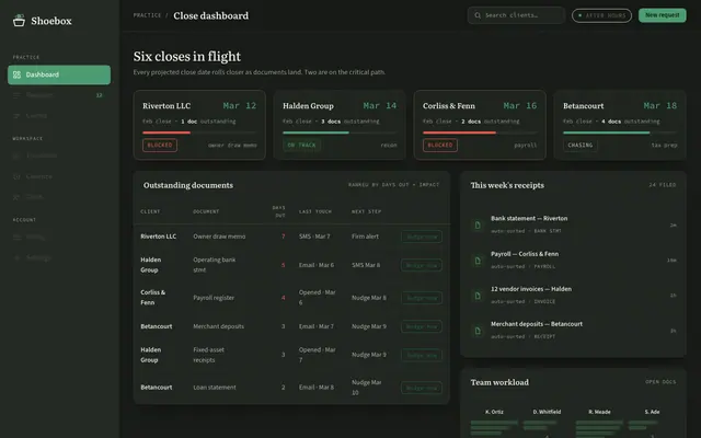 Bookkeeping Doc Chaser product screen