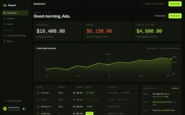 Invoice Chaser product screen