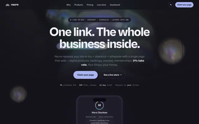 Nacre product screen