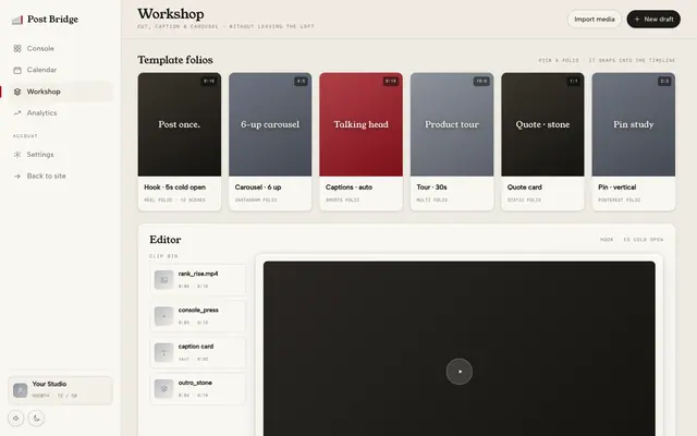Post Bridge product screen