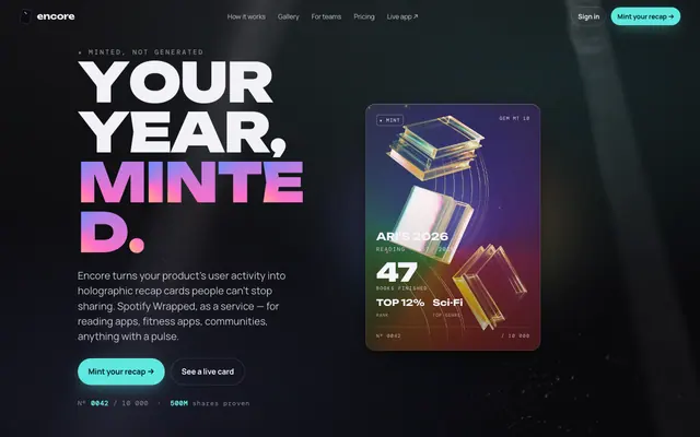 Recap Generator product screen