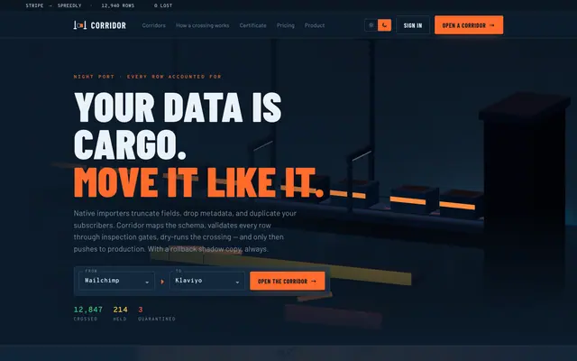 Saas Data Migrator product screen