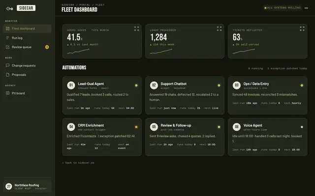 Sidecar product screen