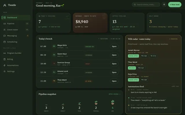 Trestle product screen