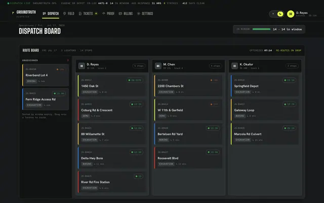 Utility Locate product screen